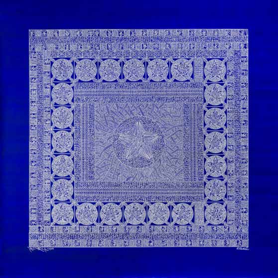 Rachid Koraïchi, Les ailes bleues des Anges (10) (The Blue of Angels' Wings), 2022 RK5066