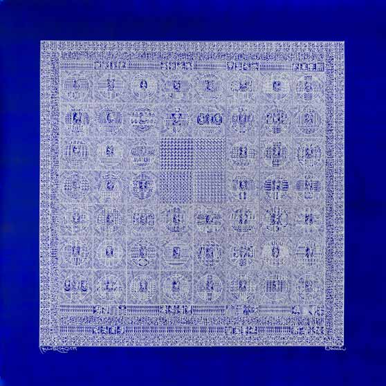 Rachid Koraïchi, Les ailes bleues des Anges (13) (The Blue of Angels' Wings), 2022 RK5069